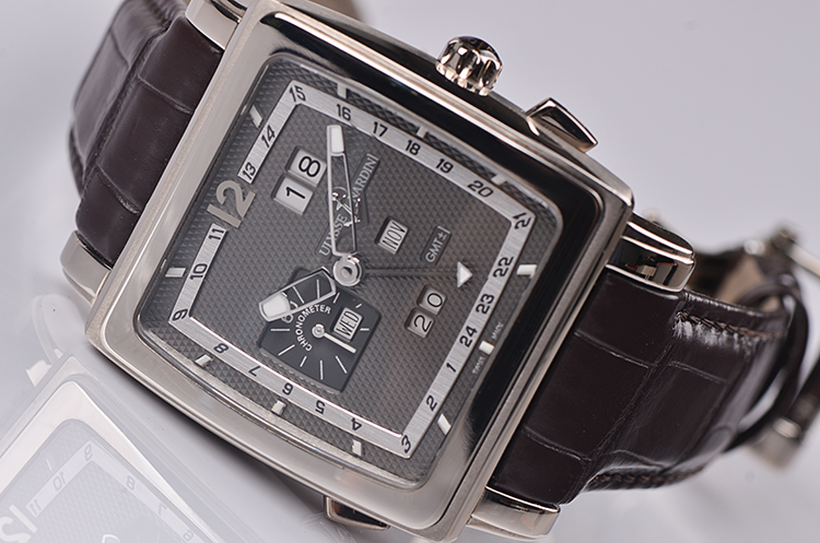 已售出【98新】雅典珍贵独特表款白金万年历两地时自动男表320-90/69