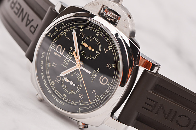 已售出【98新】沛纳海帆船挑战赛飞返计时自动机械胶带男表PAM00653在保