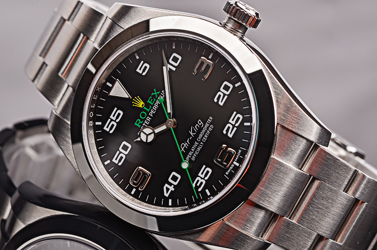 已售出【99新】劳力士AIR-KING空霸黑盘自动机械钢带男表116900盒证齐全