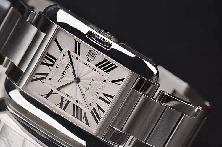 已售出【98新】卡地亚坦克大号大三针日历自动机械钢带男表W5310008全套