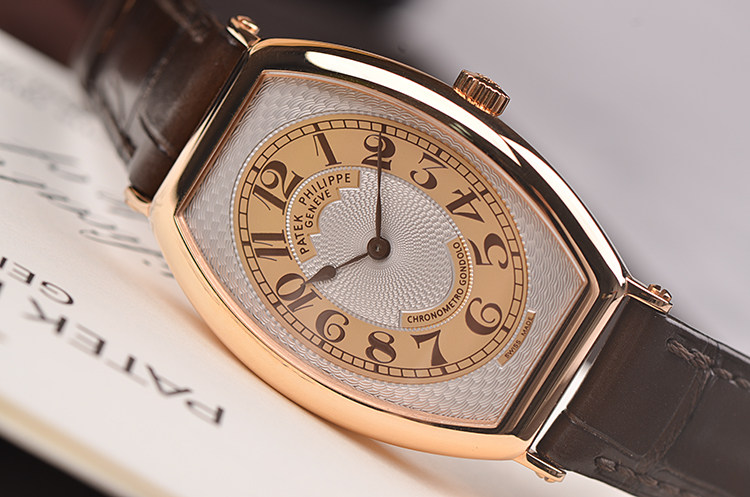 已售出【98新】百达翡丽GONDOLO玫瑰金两针手上链皮带男表5098R-001全套