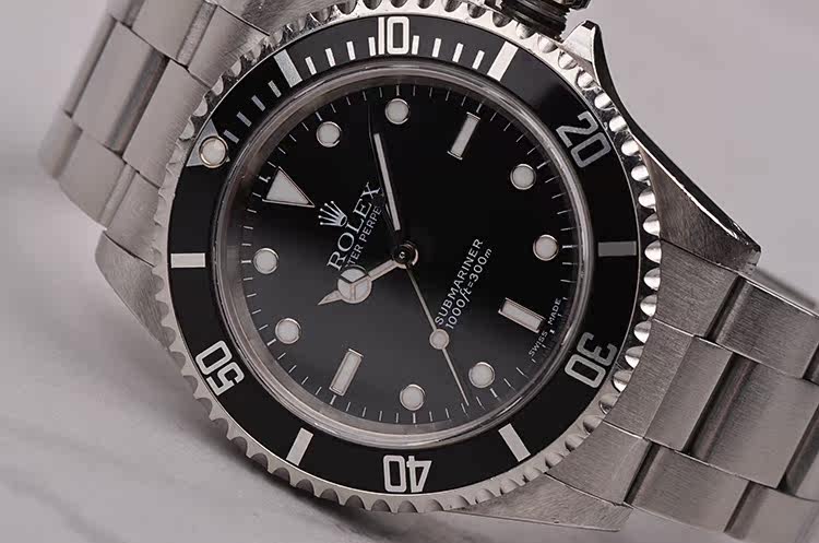 已售出【中古美品】劳力士无历黑水鬼大三针自动机械钢带男表14060M