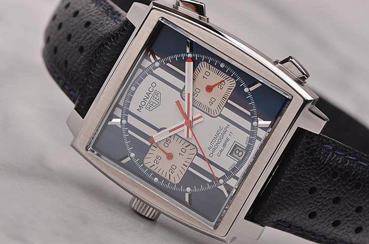 已售出【98新】TAG豪雅摩纳哥自动机械计时皮带男表CAW211D.FC6300有卡