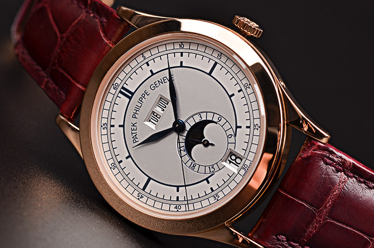 【97新】百达翡丽复杂功能计时系列玫瑰金年历月相男表5396R-001