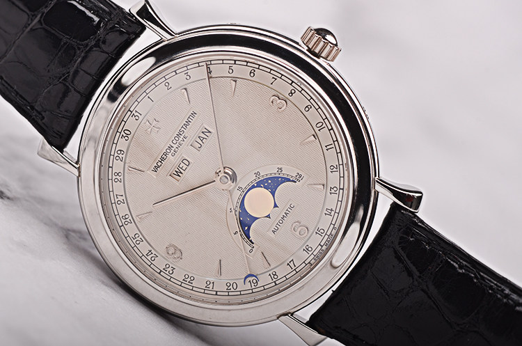 已售出【97新】江诗丹顿马耳他pt950铂金全历月相自动机械皮带男表47050
