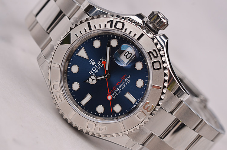已售出【国行全新】劳力士游艇名仕型铂金圈蓝面自动机械钢带男表126622