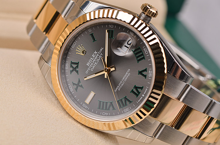 已售出【国行全新】劳力士间金绿罗马新款日志41MM自动男表126333盒证齐