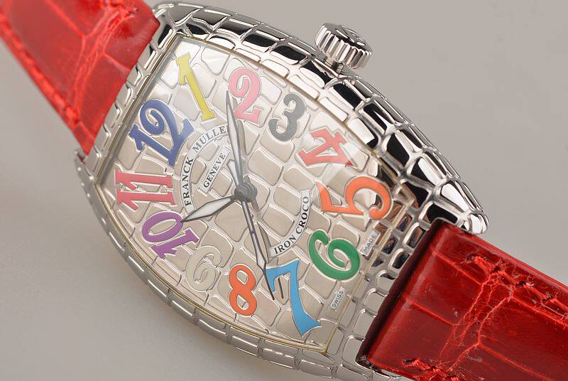 已售出【97新】法兰克穆勒钢铁鳄鱼彩字盘大三针自动机械皮带腕表7880SC