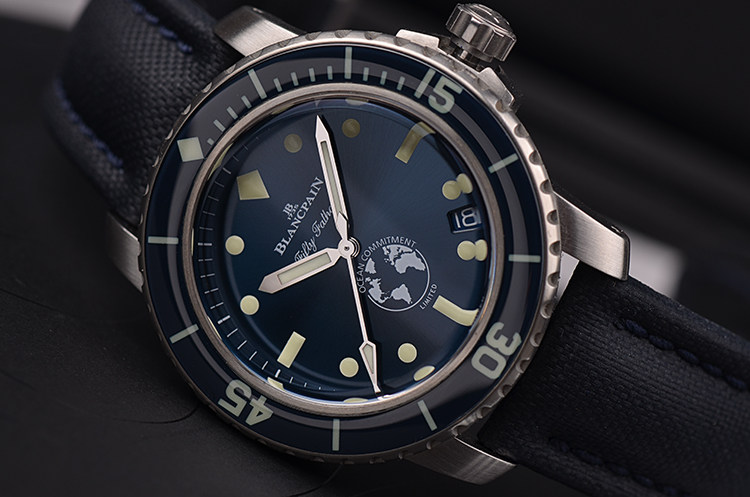 已售出【98新】宝珀五十噚限量版蓝面陶瓷圈自动男表5008-11B40-NAOA