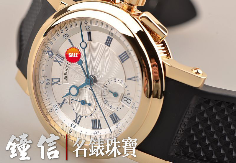 已售出【97新】宝玑航海黄金计时自动机械胶带折叠扣男表5827BA/12/5ZU