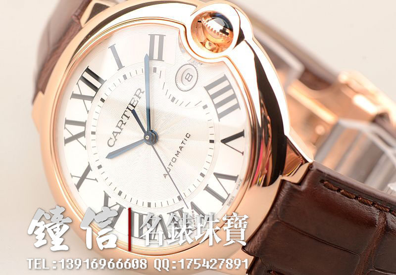 已售出【97新】卡地亚蓝气球玫瑰金白盘42MM大三针折叠扣男表W6900651