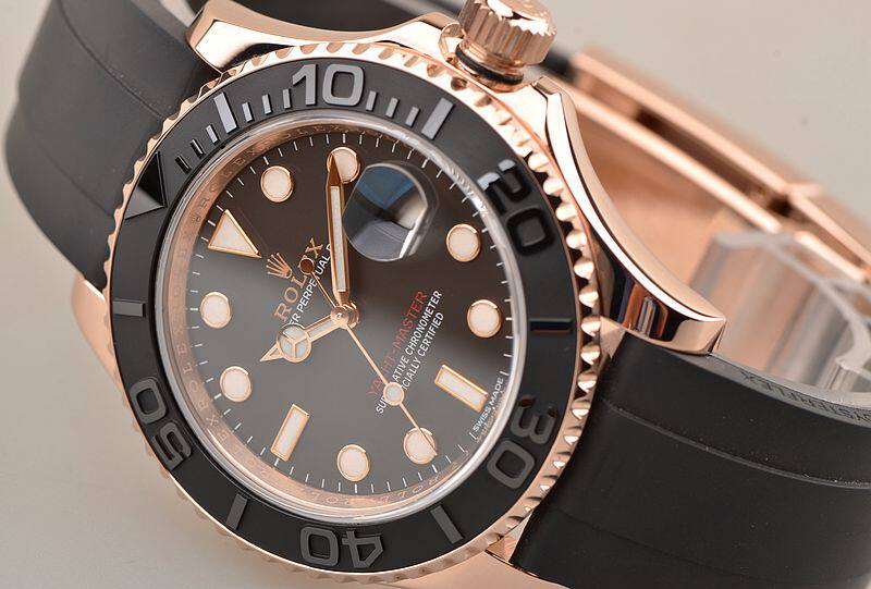 已售出【98新】劳力士玫瑰金游艇名仕自动机械胶带男表116655全套附件