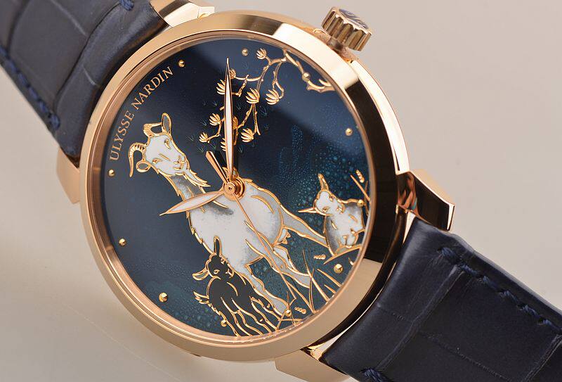 已售出【99新】雅典鎏金限量玫瑰金掐丝珐琅盘男表8156-111-2/CHEVRE