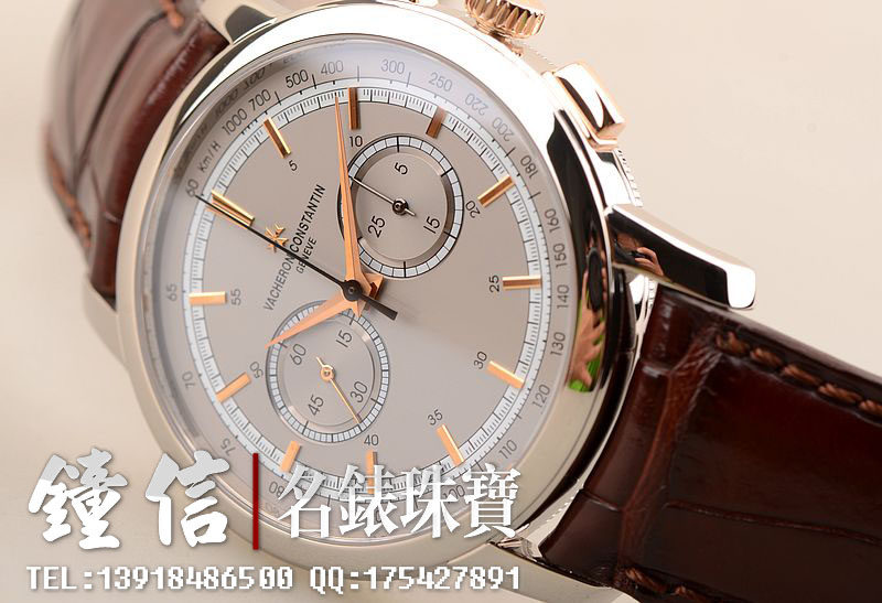 已售出【97新】江诗丹顿传承白金计时手上链皮带男表47192/000B-9352