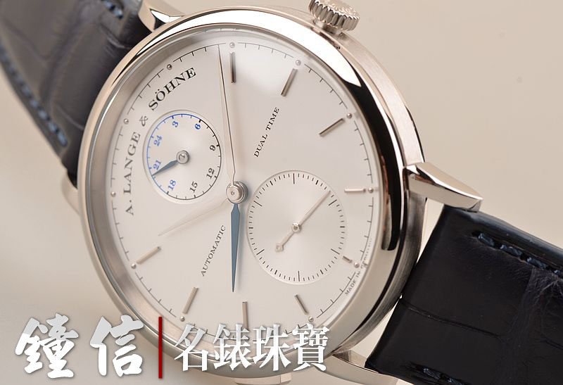 已售出【97新】朗格萨克森白金双时区昼夜显示自动机械皮带男表385.026