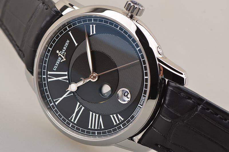 已售出【未使用品】雅典鎏金系列黑盘月相自动机械男表8293-122-2/422