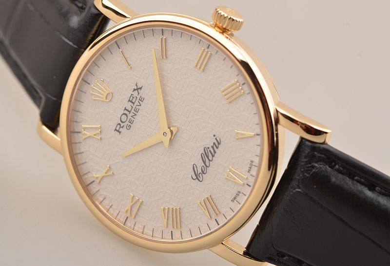 已售出【97新】劳力士切里尼黄金白盘两针手上链皮带女表5115/9