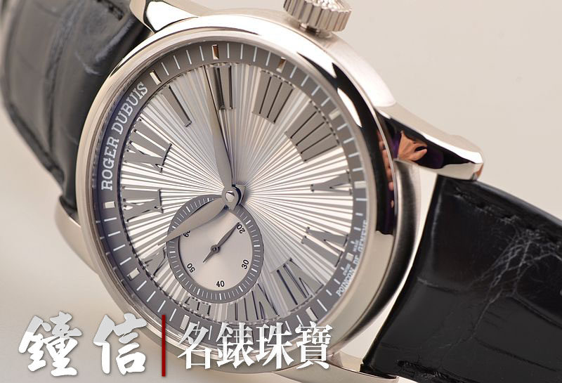 已售出【98新】罗杰杜彼白金小三针银灰盘自动机械皮带男表RDDBHO0564