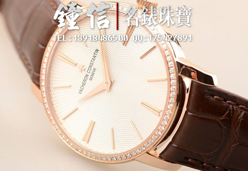 已售出【98新】江诗丹顿新款传承玫瑰金镶钻手上链男表82573/000R-9815