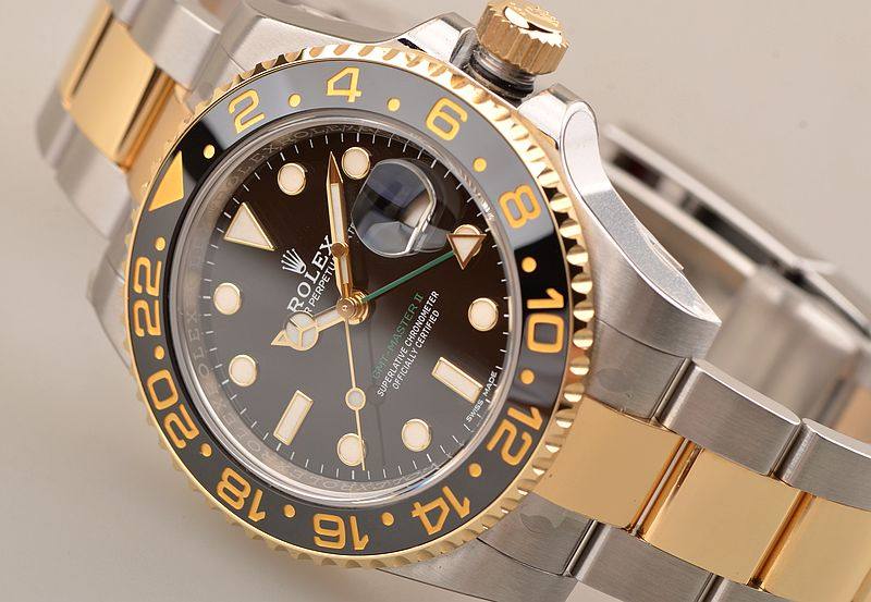 已售出【未使用品】劳力士格林尼治II型金钢黑盘GMT自动男表116713LN