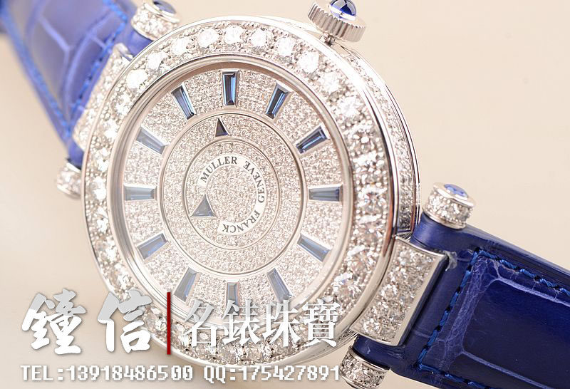 已售出【97新】法兰克穆勒神秘时间满天星白金自动42MM皮带女表全套附件