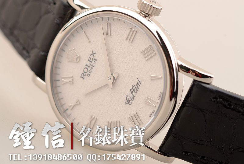 已售出【97新】劳力士切里尼白金白盘两针石英皮带女表6110 全套附件