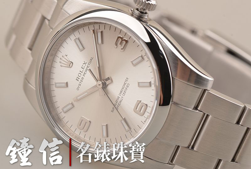 已售出【97新】劳力士蚝式恒动银盘大三针钢带自动机械腕表114200全附件