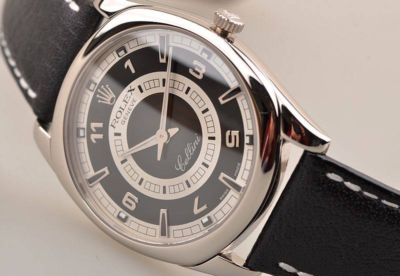 已售出【97新】劳力士切里尼白金轨道面手上链大号皮带折叠扣男表4243