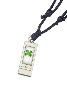 真幸运四叶草标本项链哑光色吊坠