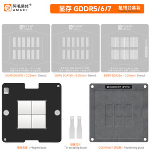 GDDR7/GDDR6/GDDR5显存BGA170/180/266植锡台钢网IC DRAM刮锡摇球