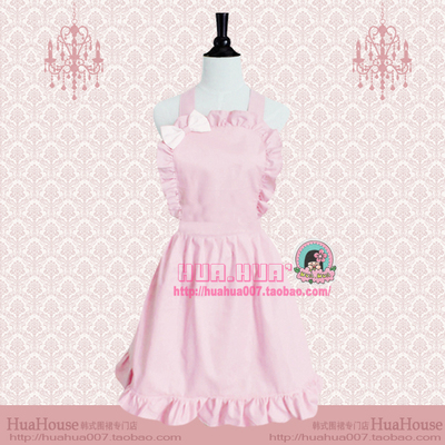 韩式围裙一颗牛奶糖荷叶边幼教
