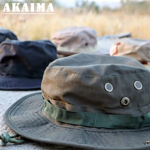 亚马逊户外迷彩休闲圆边奔尼帽外军迷彩圆顶渔夫帽钓鱼太阳帽