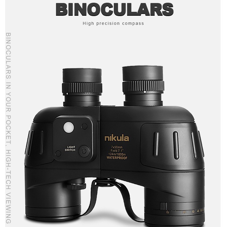 出口 7x50双筒望远镜充氮带罗盘高清航海测距带坐标望远镜
