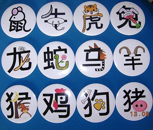 十二生肖徽章鼠牛虎兔龙蛇马羊猴鸡狗猪字胸章创意汉字装饰品胸针