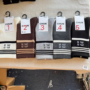 【五双装】配鲨鱼裤袜子羊绒袜高筒袜黑白袜时尚百搭运动袜纯色袜