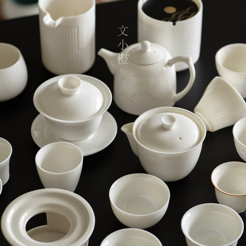 羊脂玉白瓷茶具2清仓合集 少量库存 盖碗茶杯主人杯功夫茶品茗杯