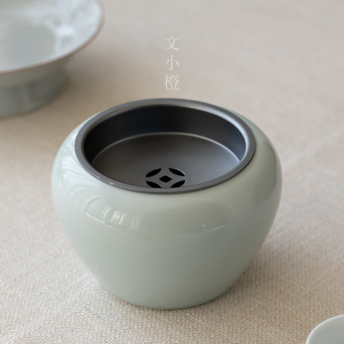 粉青建水茶洗桌面茶渣缸废水缸