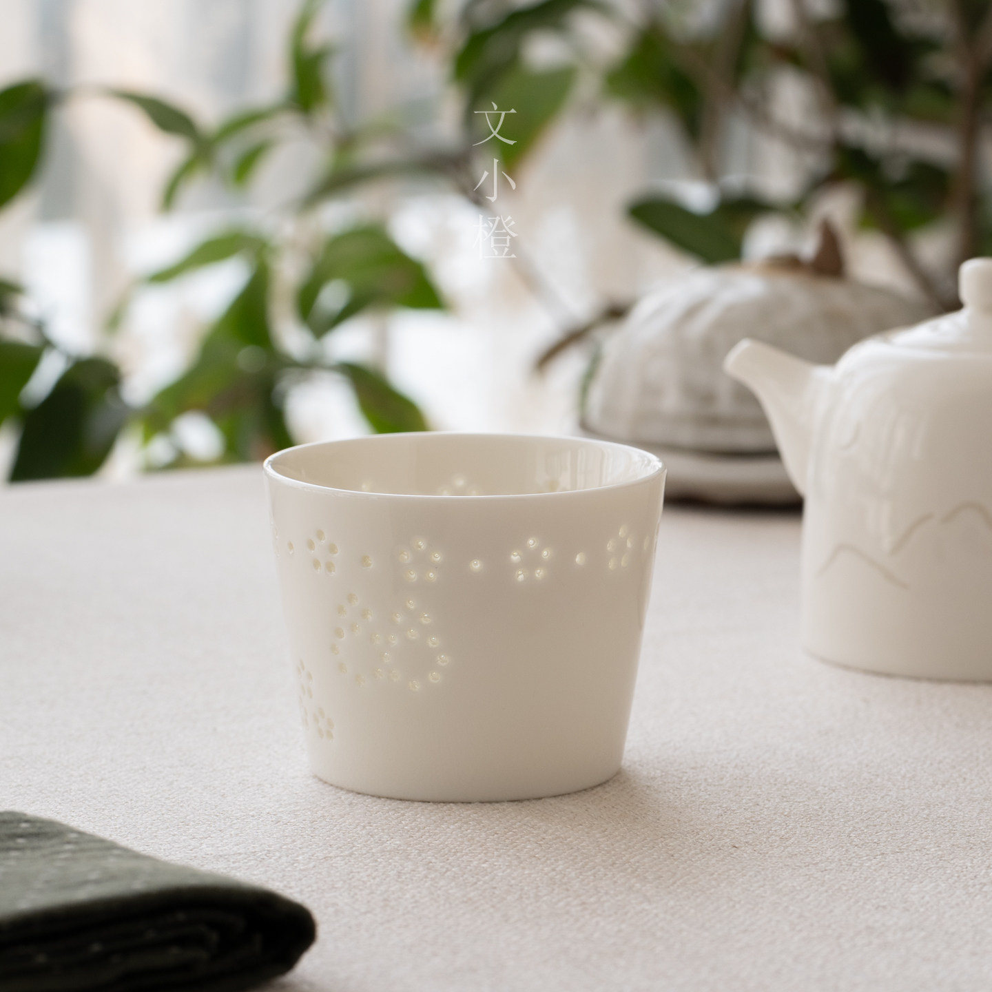 文小橙 白瓷繁星点点玲珑杯 镂空猪口杯茶杯大容量主人杯单杯微瑕,餐饮具,茶杯,淘宝优惠券,粉丝福利购,淘宝优惠卷
