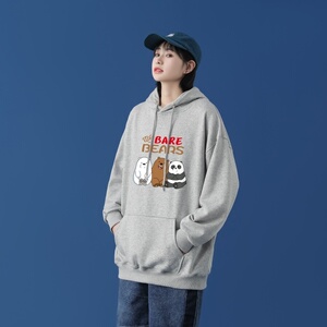 L2832P48中性模特秋新款港风ins连帽套头印花卫衣外套学生男女图片