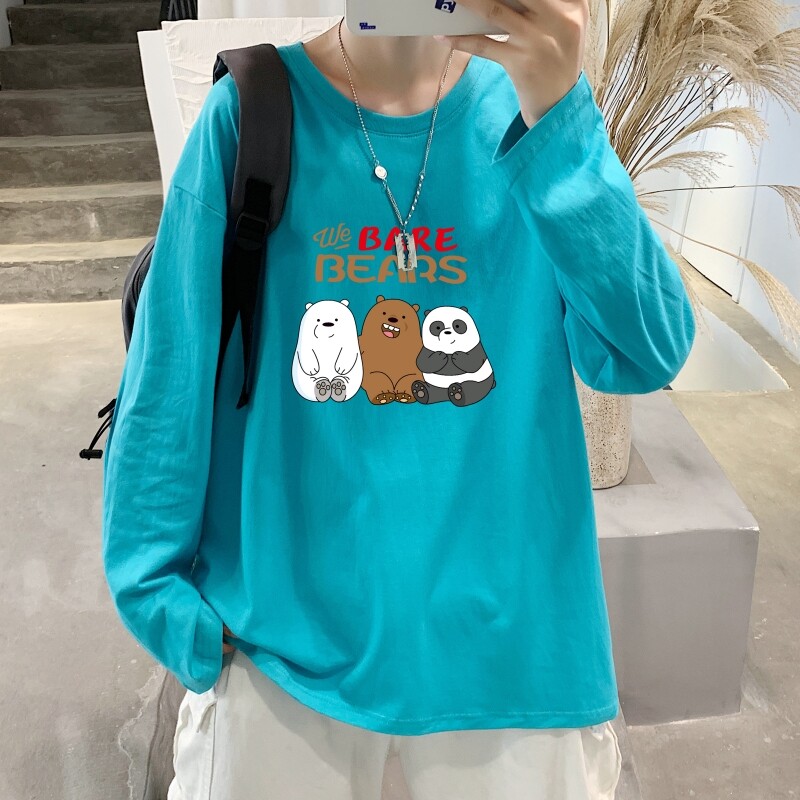 C2834P30长袖t恤男士纯棉潮牌宽松春秋季港风ins潮流内搭打底衫图片