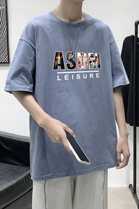 T1543P25现货夏季宽松短袖T恤男潮百搭上衣男士大码圆领休闲t恤