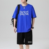 TZ3505男夏季薄款潮牌短裤休闲运动套装轻奢时尚感男士短袖t恤，男装休闲套装，星座510A-1