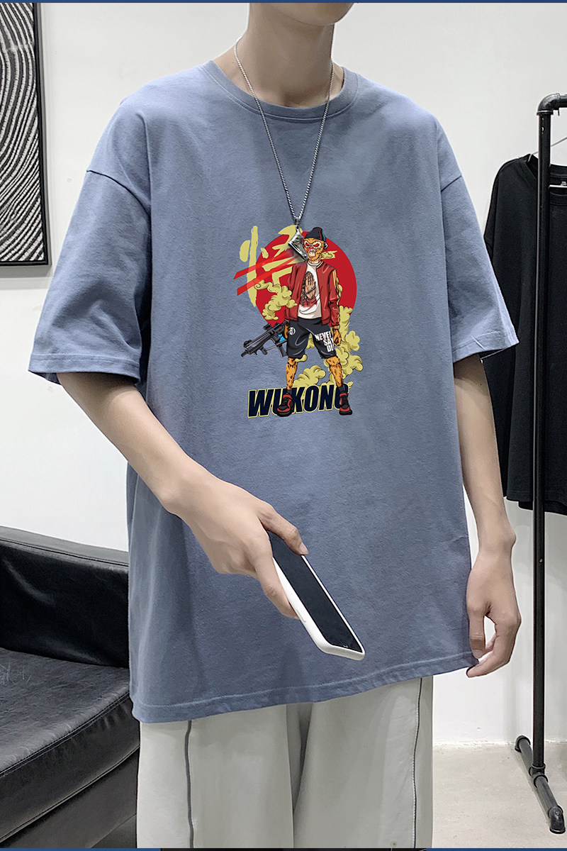 T1542P25现货夏季宽松短袖T恤男潮百搭上衣男士大码圆领休闲t恤,男装T恤,星座510A-1