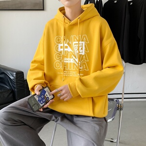 L2755P48卫衣男秋冬新款潮趣文字印花潮流休闲帅气连帽外套图片