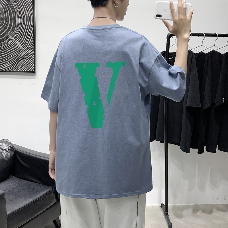 T1624P28港风室内大V字母印花圆领T恤加大加肥港风模特宽松T恤,男装T恤,星座510A-1