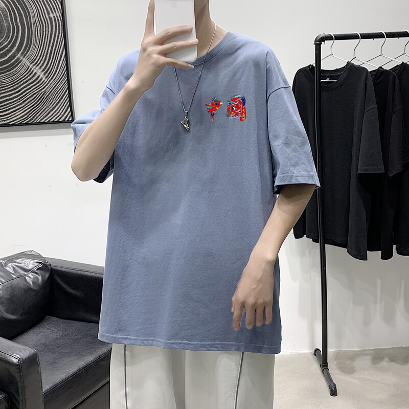 T1544P25现货夏季宽松短袖T恤男潮百搭上衣男士大码圆领休闲t恤,男装T恤,星座510A-1