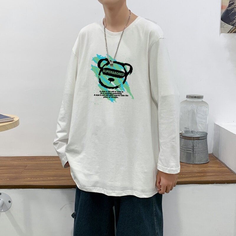 C2828P30长袖t恤男ins潮牌男生体恤宽松打底衫内搭上衣服春衣纯棉,男装T恤,星座510A-1