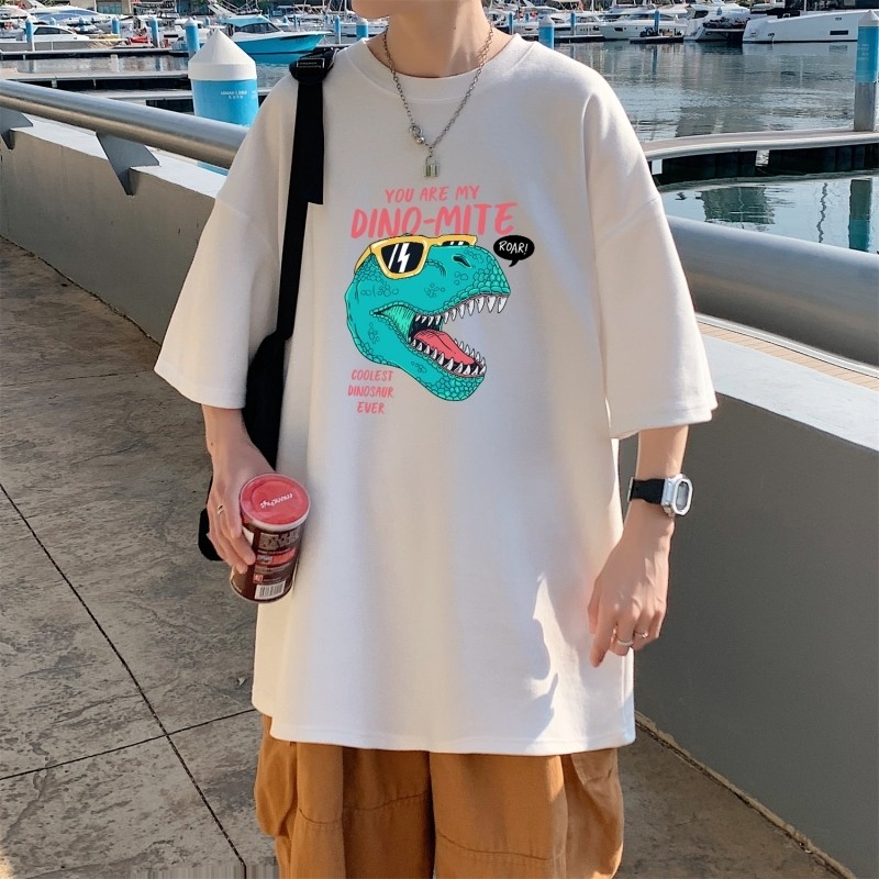 T3356落肩款宽松T恤克莱因蓝T 仓库一件起正常配送中男港风T恤图片