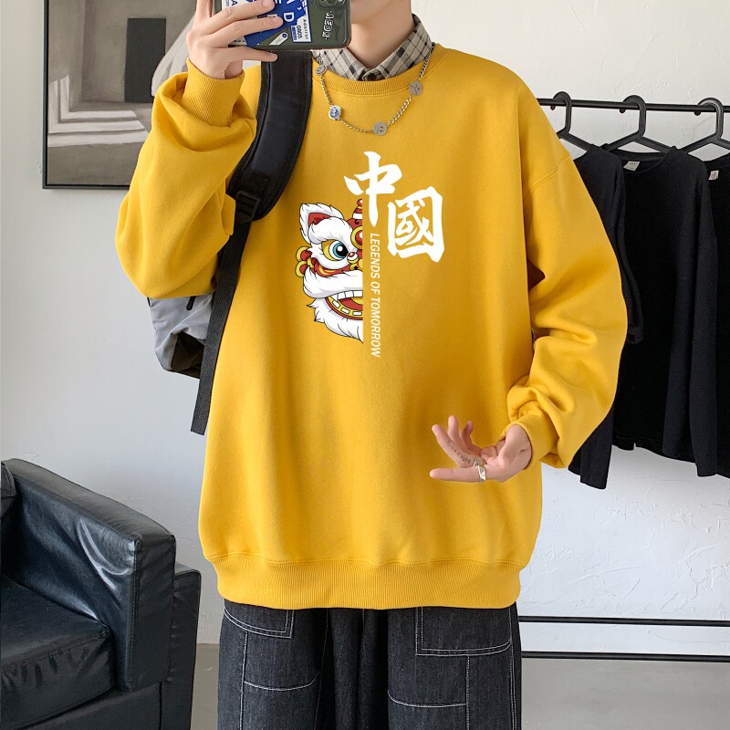 Y2414P38秋季港风卫衣新款圆领韩版潮流衣服男士bf宽松卫衣,男装卫衣,星座510A-1