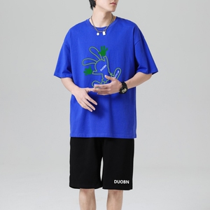 TZ3510休闲运动套装轻奢时尚感男士短袖t恤男夏季薄款潮牌短裤图片